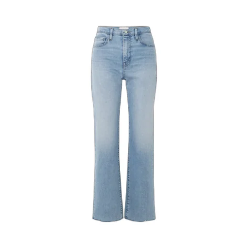 High-Waisted Straight-Leg Nine-Inch Denim Pants