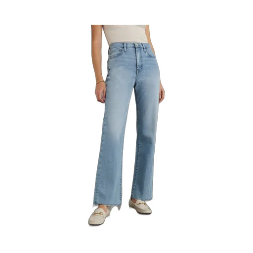 High-Waisted Straight-Leg Nine-Inch Denim Pants