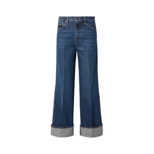 The Cuffed Wide Mid-Rise Wide-Leg Jeans