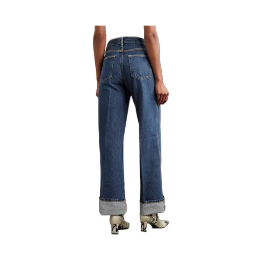 The Cuffed Wide Mid-Rise Wide-Leg Jeans