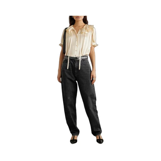 High-Rise Tapered Denim Trousers