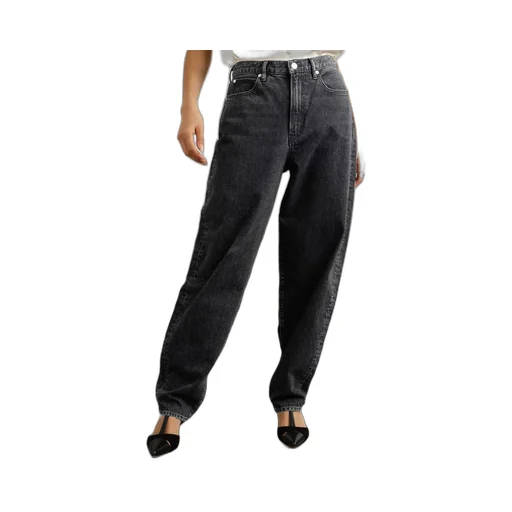 High-Rise Tapered Denim Trousers