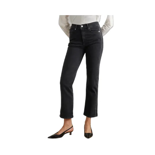 Embellished High-Rise Denim Trousers