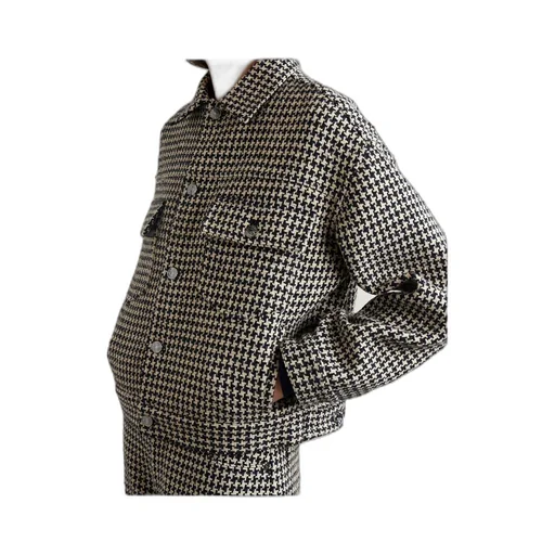 Houndstooth Tweed Casual Jacket