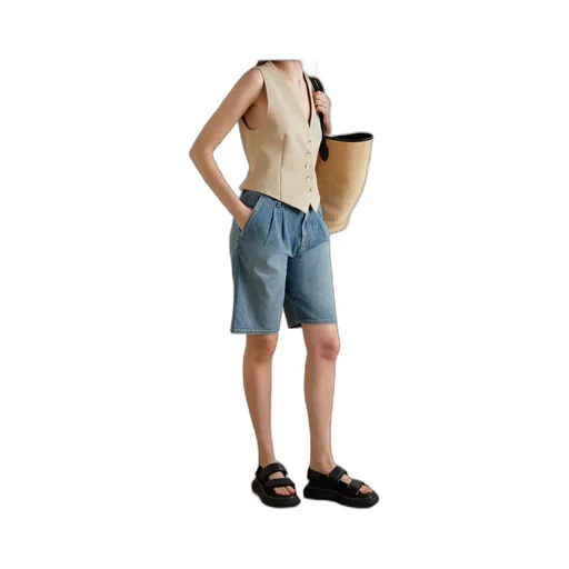 Julie's Pleated Denim Shorts
