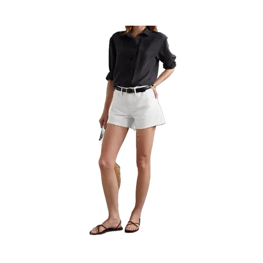 Rounded-Edge Denim Shorts