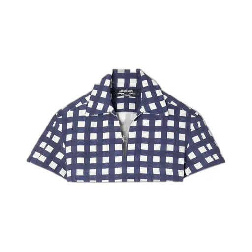 Bebi Cropped Checked Canvas Top