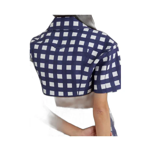 Bebi Cropped Checked Canvas Top