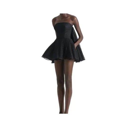 Mini Bustier Dress In Lace With Cape