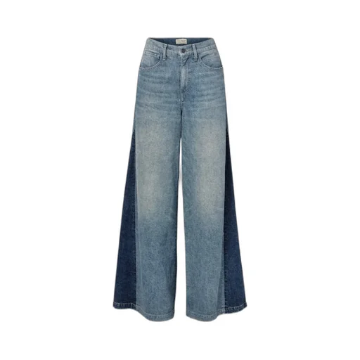 Ebony Paneled Two-Tone High-Rise Denim Trousers
