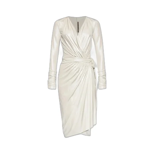 Draped-Design V-Neck Dress