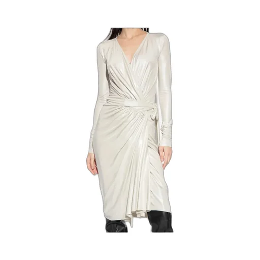 Draped-Design V-Neck Dress