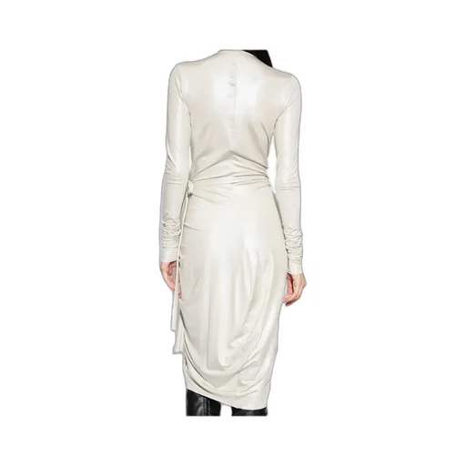 Draped-Design V-Neck Dress