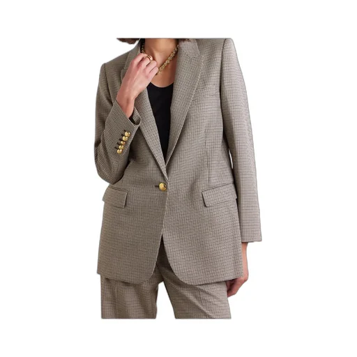 Houndstooth Single-Breasted Suit Jacket