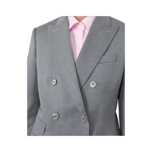 Double-Breasted Wool Twill Blazer - Medium Grey