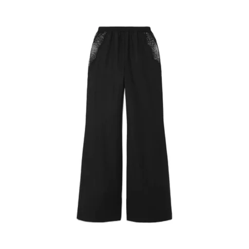 Enrica Lace-Trimmed Wide-Leg Pants
