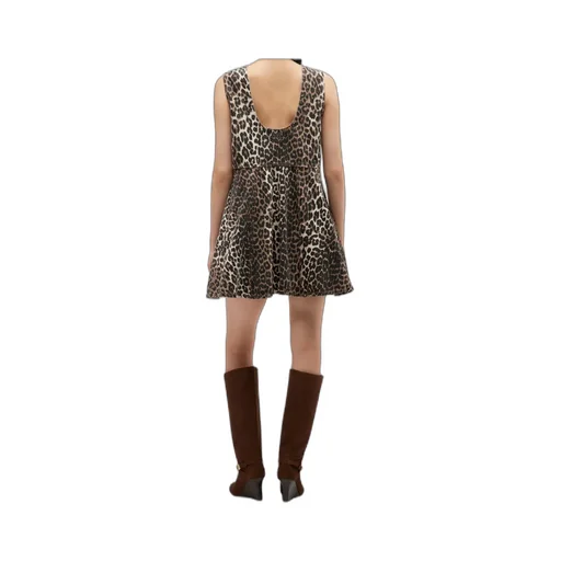 Ganni Leopard Denim Mini Dress