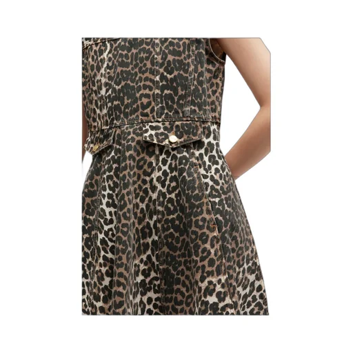 Ganni Leopard Denim Mini Dress