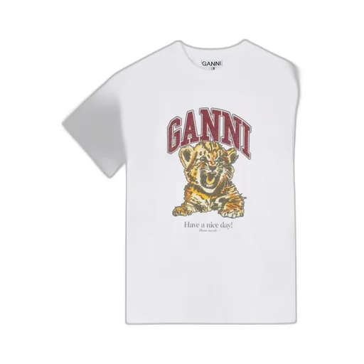 Ganni Tiger Printed Crewneck T-Shirt