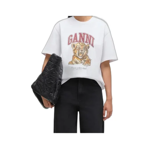 Ganni Tiger Printed Crewneck T-Shirt