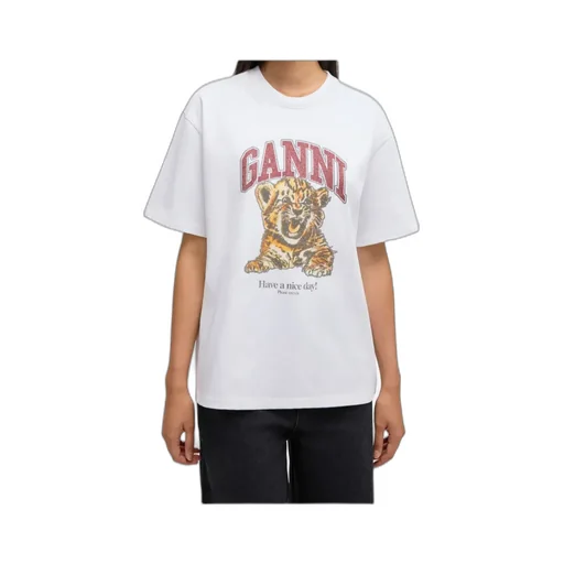 Ganni Tiger Printed Crewneck T-Shirt