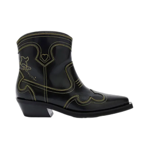 Ganni Low Shaft Embroidered Western Boots
