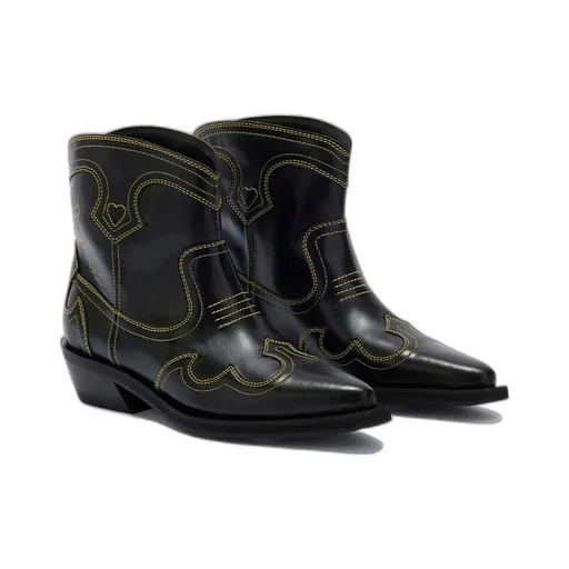 Ganni Low Shaft Embroidered Western Boots