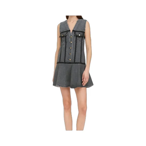 Ganni Sleeveless V-Neck Denim Dress