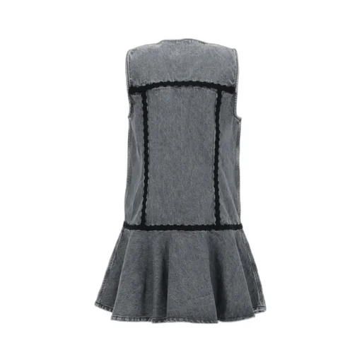 Ganni Sleeveless V-Neck Denim Dress