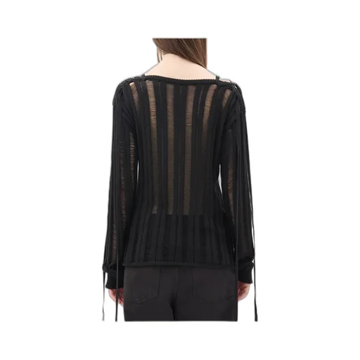 Ribbon-Decorated Tie Sweater