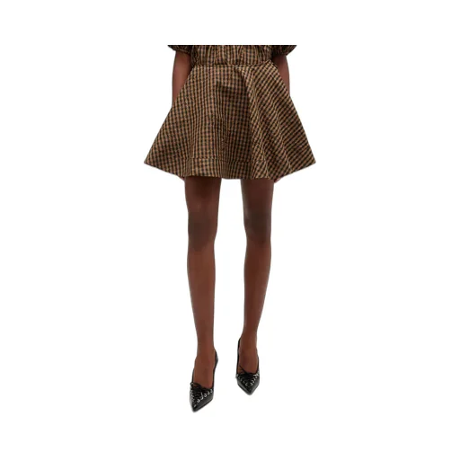 Ganni Crinkled Check Mini Circle Skirt
