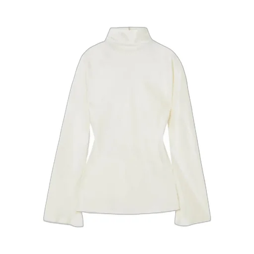 Draped Satin Turtleneck Top