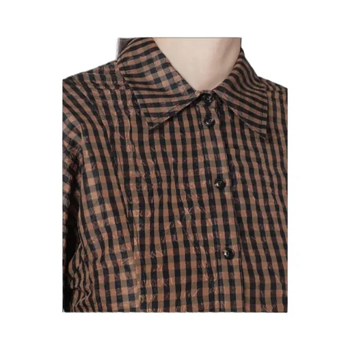 Brown/Black Gingham Peplum Shirt