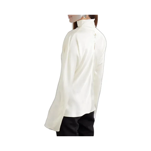 Draped Satin Turtleneck Top