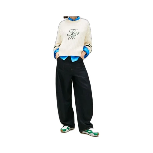 Logo Embroidery Relaxed Cable Knit Jumper