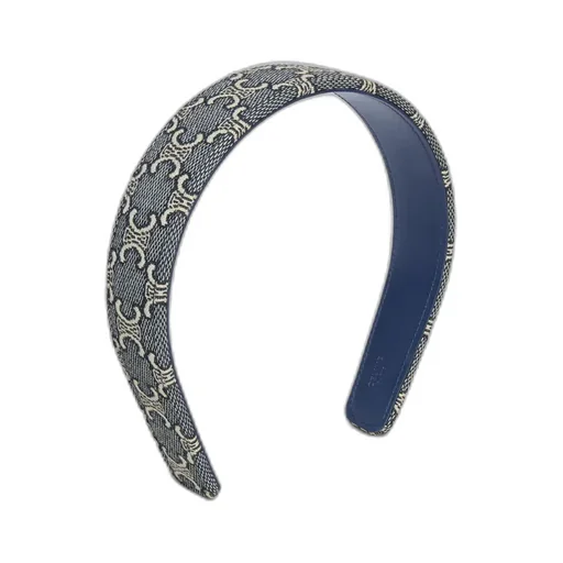 Celine Jacquard Triomphe Headband In Cotton, Polyamide, Polyester And Calfskin