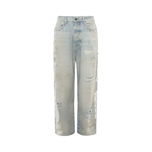 Amiri Distressed Bones Studded Baggy Jeans