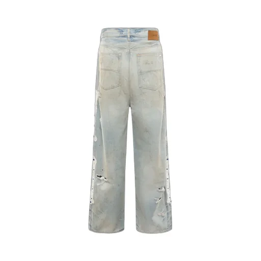 Amiri Distressed Bones Studded Baggy Jeans