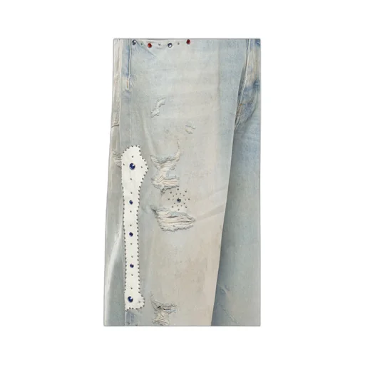 Amiri Distressed Bones Studded Baggy Jeans