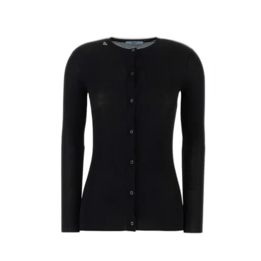 Prada Crewneck Button-Up Cardigan