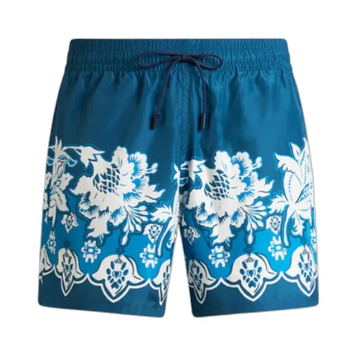 Floral-Print Trim Swim Shorts