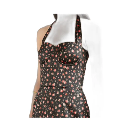 Printed Mini Halter Neck Tie Dress