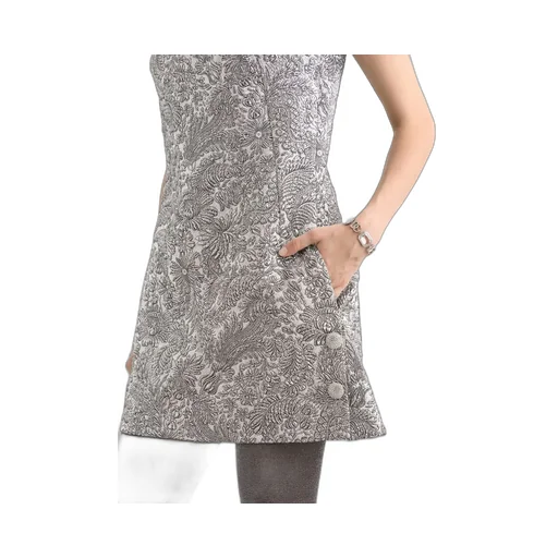 Floral-Jacquard Mini Dress