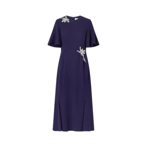 Embellished Short-Sleeve Midi Dress