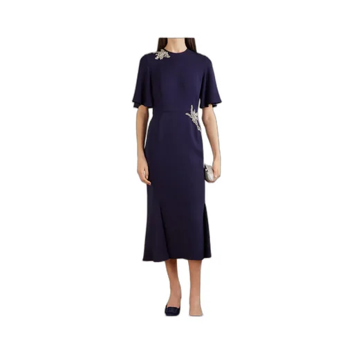 Embellished Short-Sleeve Midi Dress