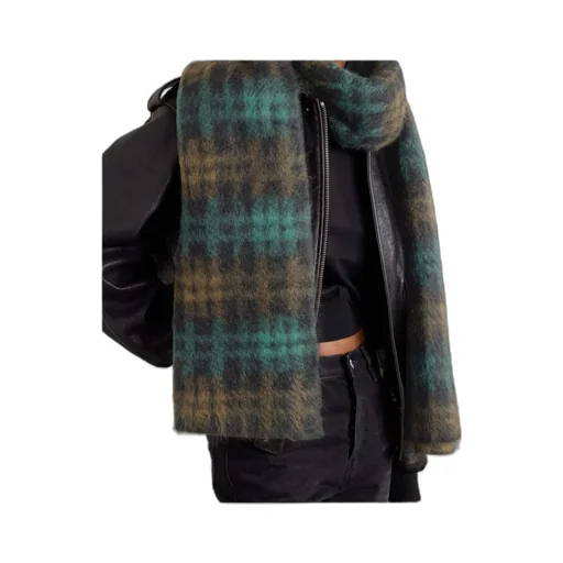Checked Mohair-Blend Scarf