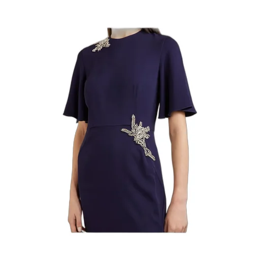 Embellished Short-Sleeve Midi Dress