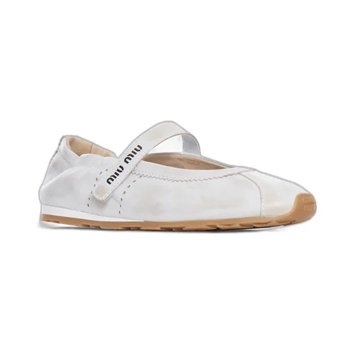 Miu Miu Round-Toe Strap Ballet Flats