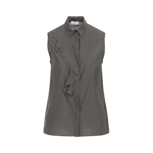 Draped-Detail Sleeveless Blouse