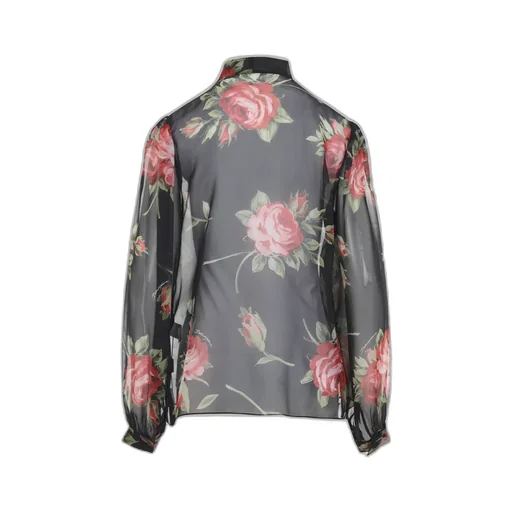 Dolce & Gabbana Rose Bouquet-Printed Chiffon Top